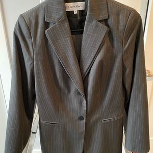 Calvin Klein Gray Pinstriped Women’s Pant Suit